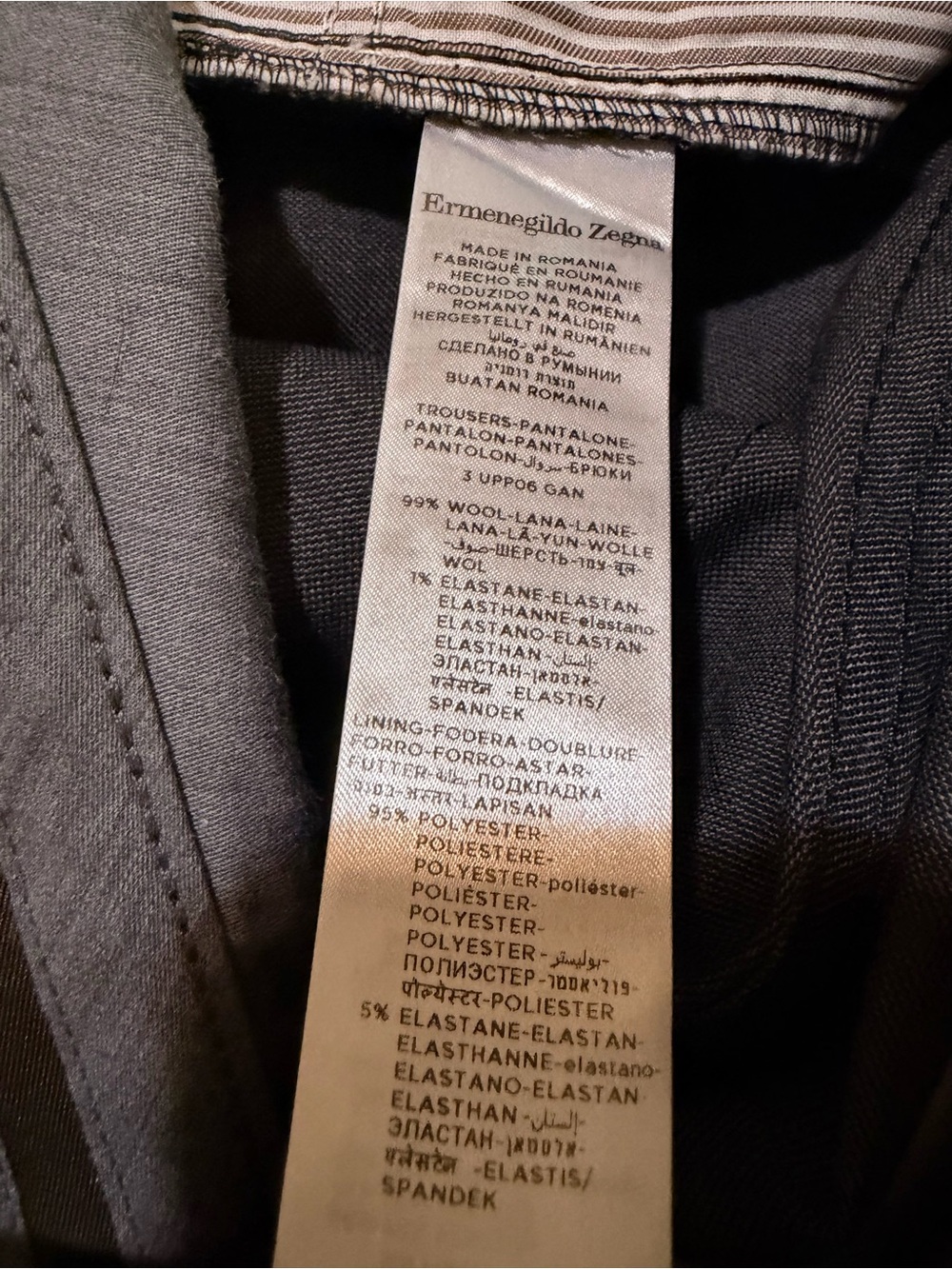 Ermenegildo Zegna Men's Wool Straight Leg 5-Pocket Pants, Dark Gray, Sz 38 x 32 - Picture 12 of 14
